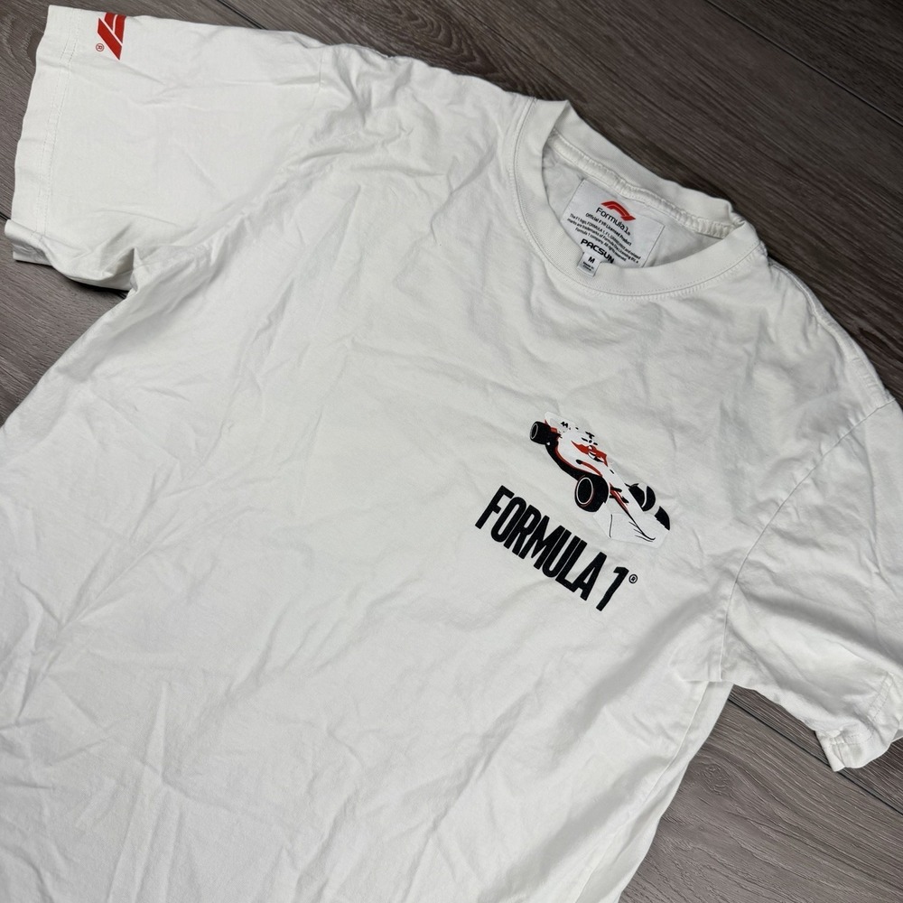 Formula 1 Men's Pacsun Short Sleeve Graphic Print T Shirt White Size Medium